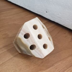 Cream and Brown Stone Pen Holder